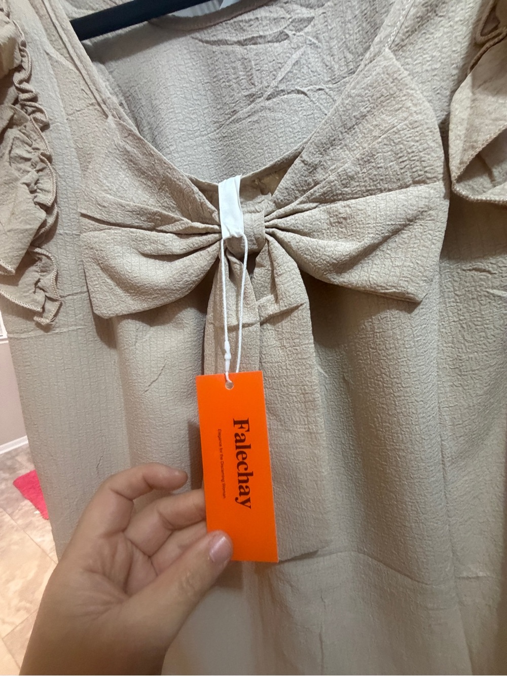 Cream Ruffle Sleeve Blouse for Women - Picture 2 of 3